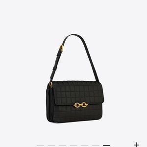 YSL - LE MAILLON, SHOULDER BAG MADE OF CANVAS AND VEGETABLE-THIN-THIN LEATHER